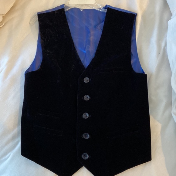 Isaac Mizrahi kids 8 YR three piece suit! Velvet pants, vest, tweed jacket. Navy - Picture 3 of 17